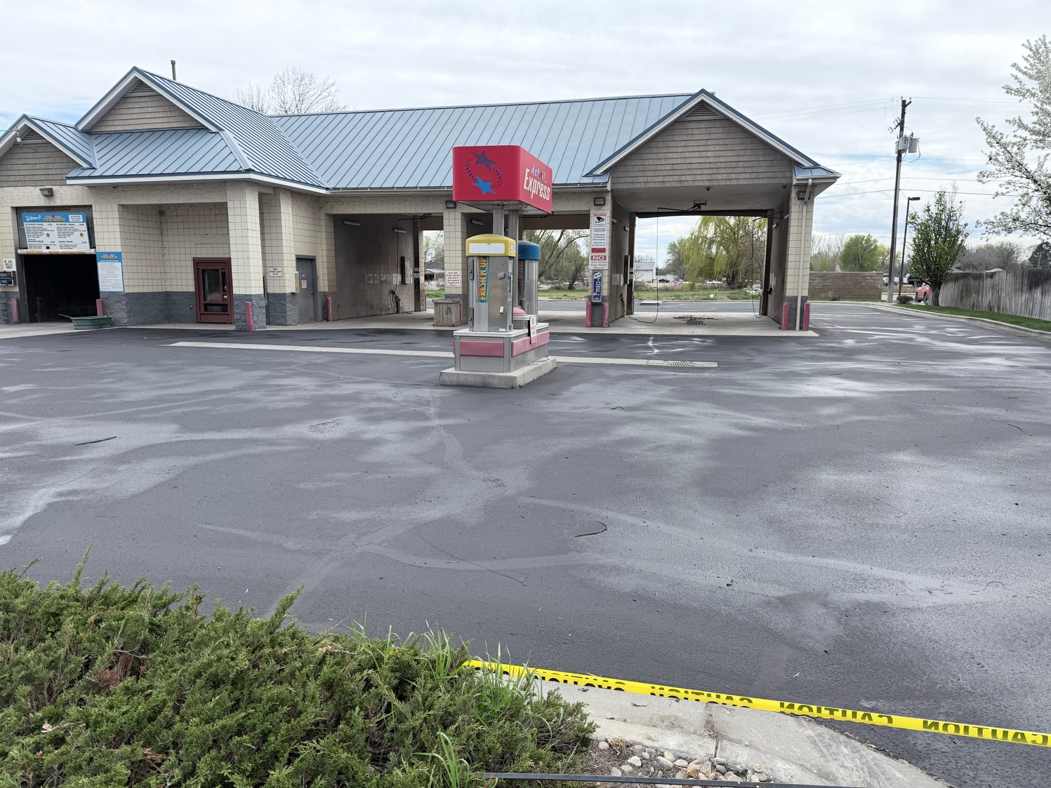 Freshly sealcoated asphalt surface